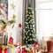 7 Feet Snowy Artificial Pencil Christmas Tree with Pine Cones and X-Shaped Metal Stand